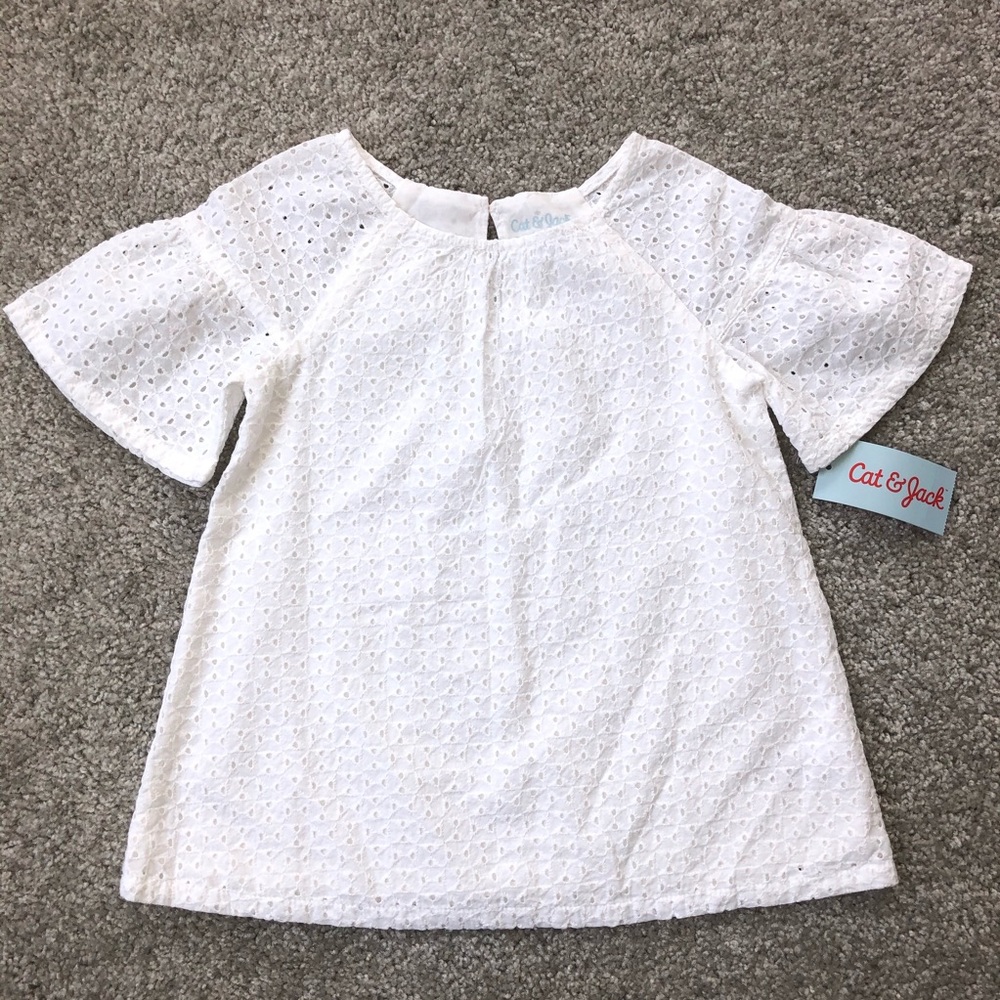 ❌SOLD❌Girls white eyelet short sleeve top